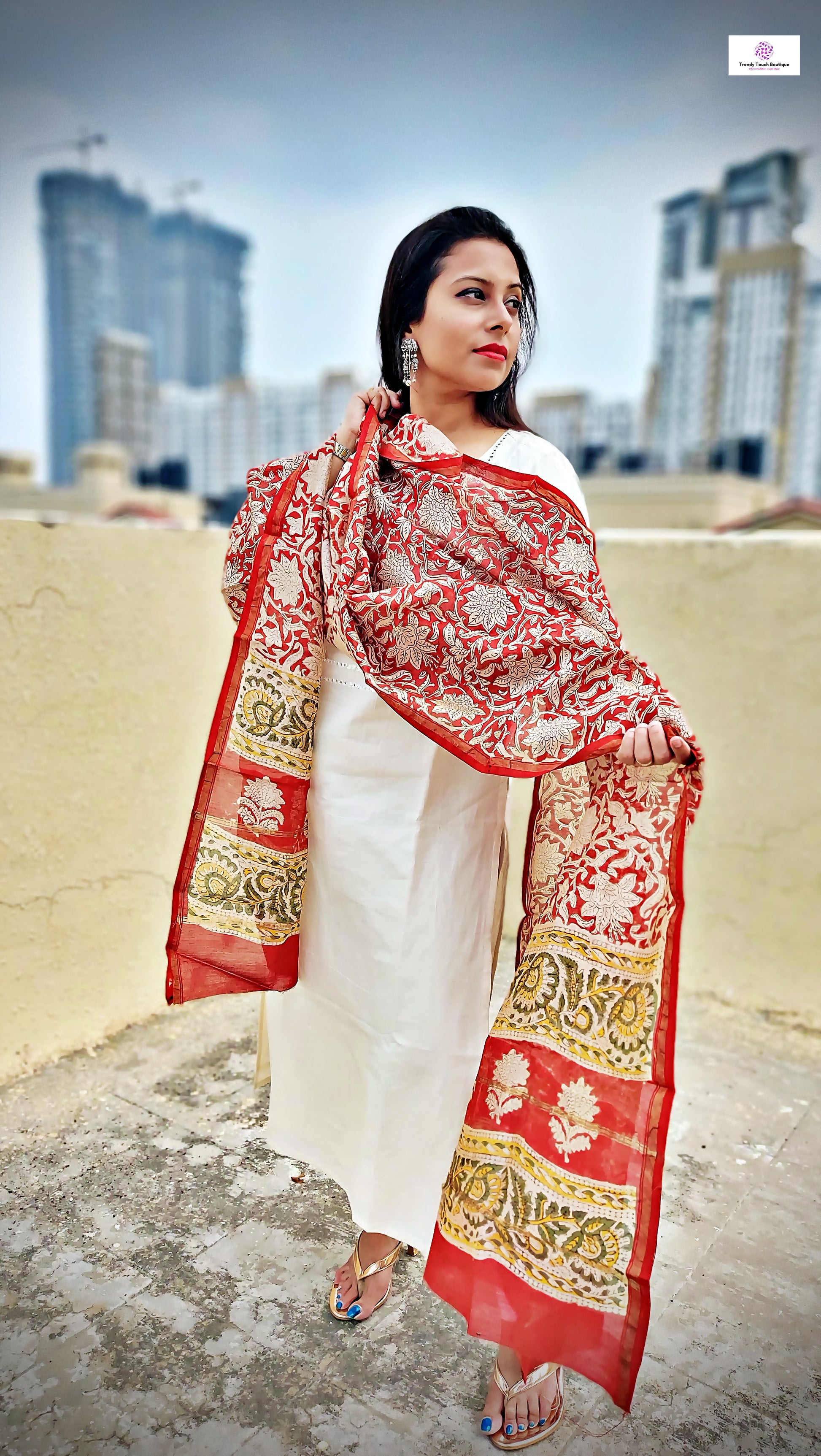 Return Rakhi Gift for Sister pretty Chanderi Silk dupatta
