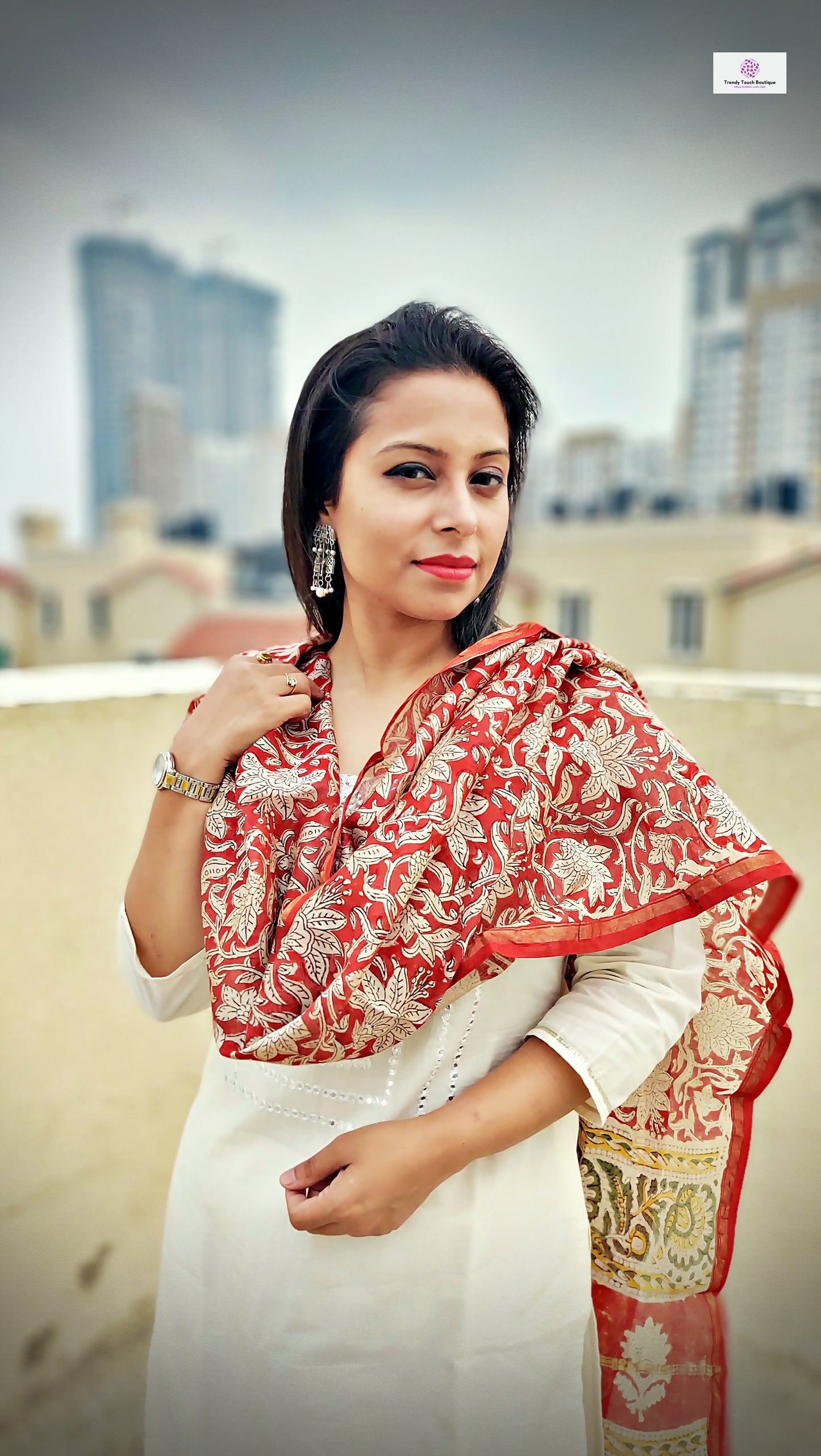 WILD HEART - HANDBLOCKPRINT- CHANDERI SILK DUPATTA