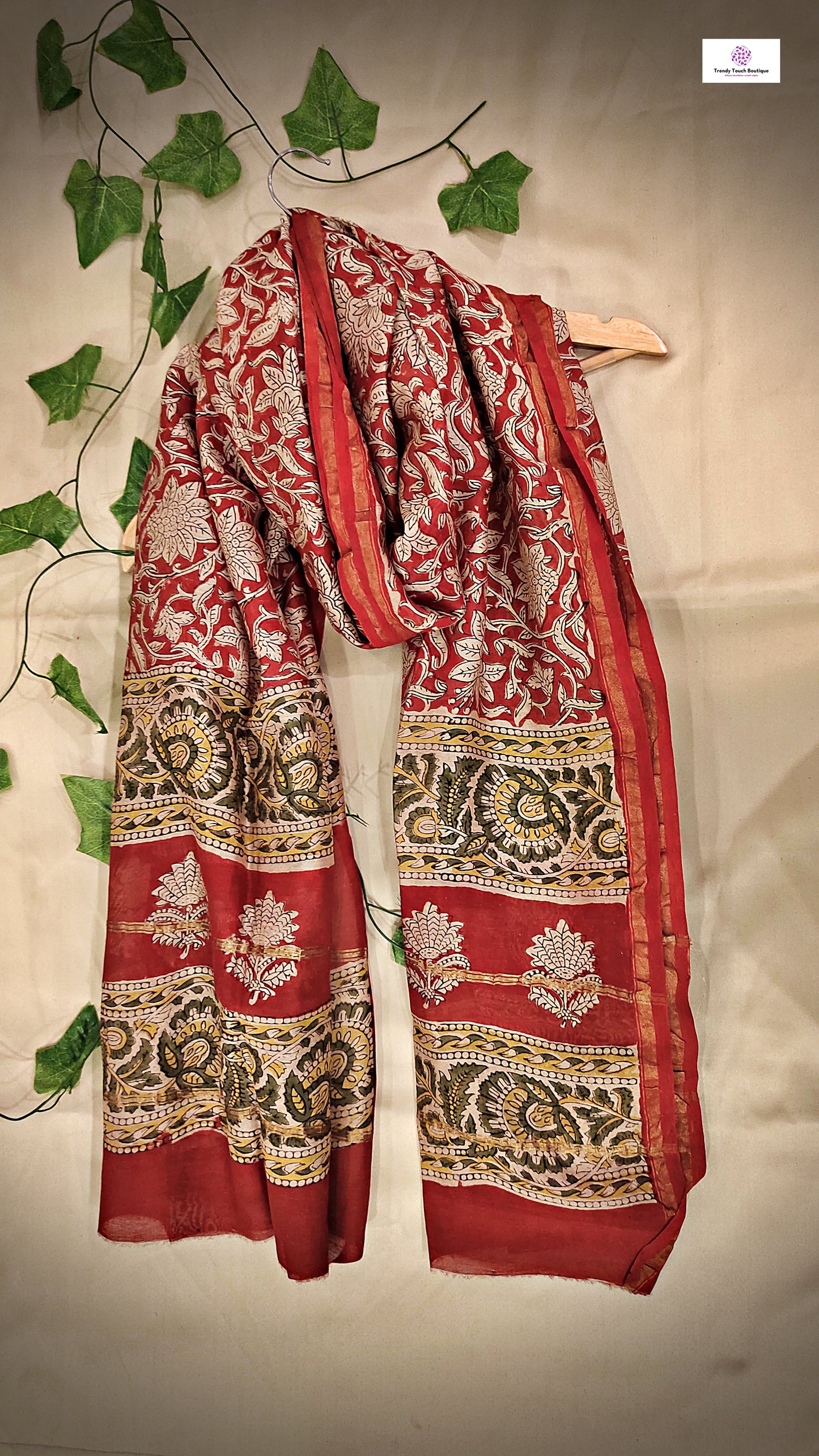 WILD HEART - HANDBLOCKPRINT- CHANDERI SILK DUPATTA