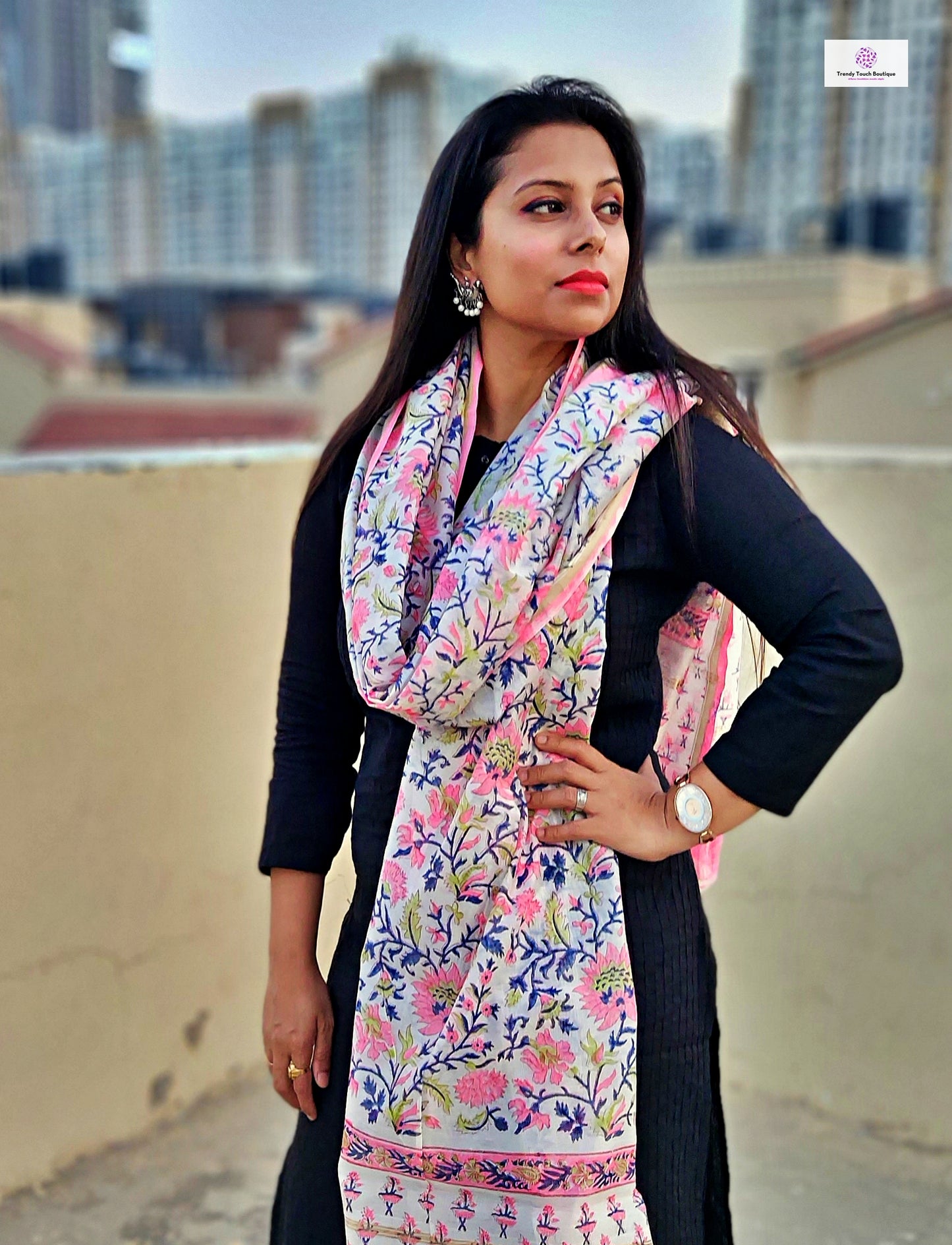 ONLY FOR YOU - HANDBLOCKPRINT - CHANDERI SILK DUPATTA