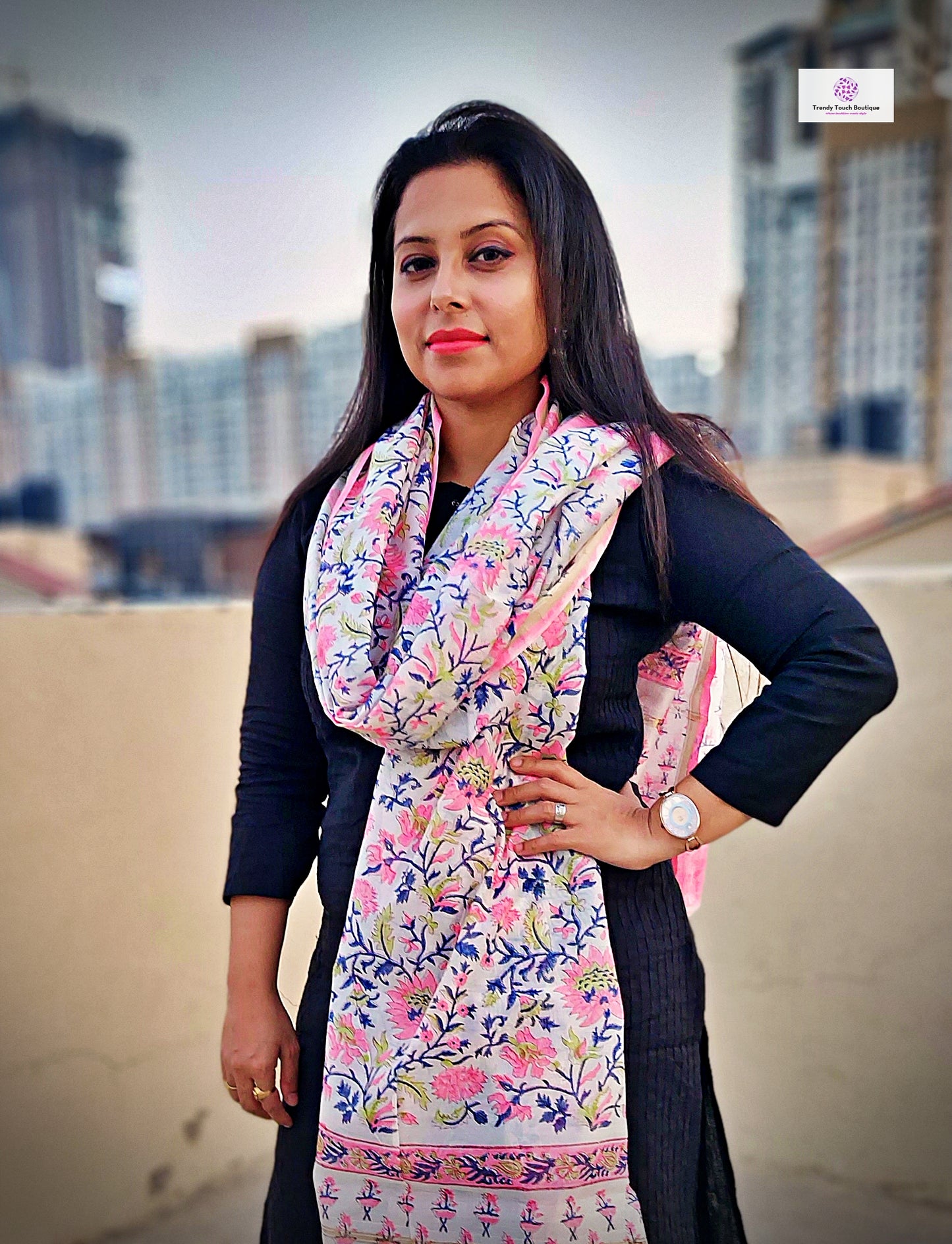 ONLY FOR YOU - HANDBLOCKPRINT - CHANDERI SILK DUPATTA