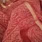 Hand block printed maroon Kota Doria saree with natural dyes, floral and paisley patterns, lightweight and skin-friendly.