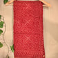 Hand block printed maroon Kota Doria saree with natural dyes, floral and paisley patterns, lightweight and skin-friendly.